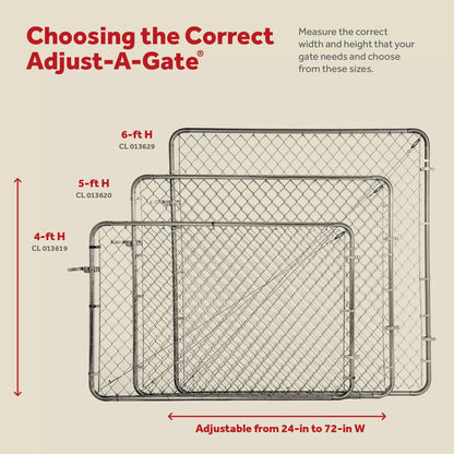 Adjust-A-Gate Fit-Right Chain Link Gate Kit with Square Corner Frame, Black
