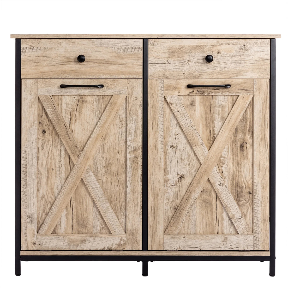 Eclife 20 Gallons Double Tilt Out Trash Cabinet Wood Tabletop, Upgrade Gray, WB010GY
