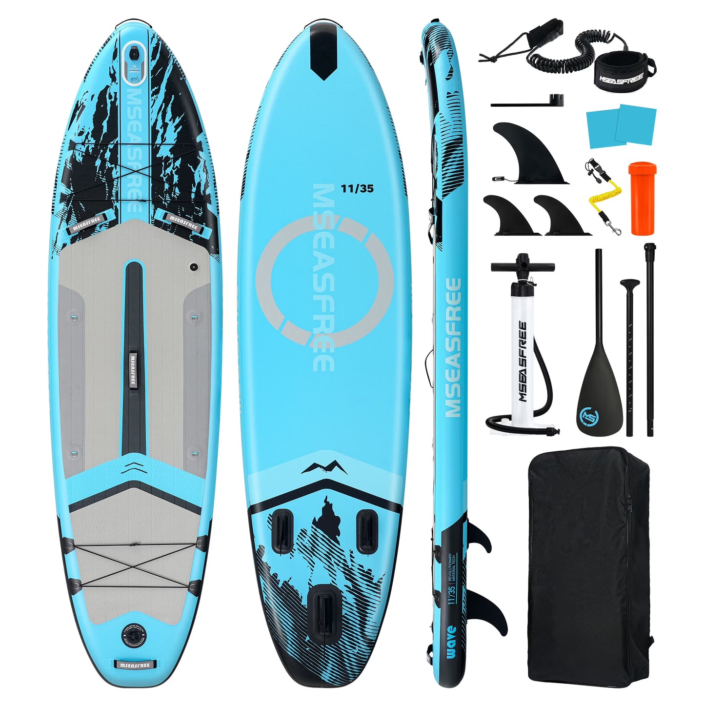 MSEASFREE 11.5 ft Inflatable Paddle Board All-Purpose Fishing Stand up Paddle Board with Full SUP Accessories