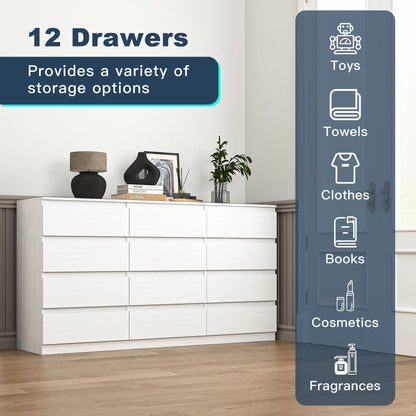 Resenkos Modern Mid Century 6 Drawer Wide Dressers Chests for Bedroom, Chest of Drawer Organizer Grey