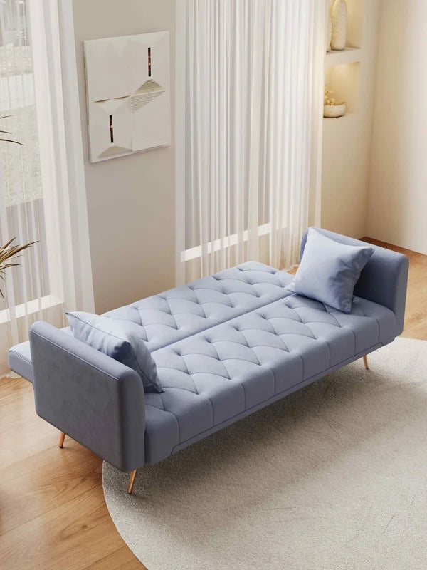 FFH Modern Corduroy Futon Sofa Bed with Adjustable Backrest,Convertible Loveseat Sleeper,Soft Couch with Drop-Down Table and Cup Holder for Living room,Pink