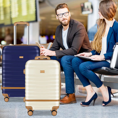 5 Piece Luggage Sets  and Travel Duffel Bag, ABS Hardshell Hardside Checked Luggage with TSA Lock and Double Spinner Wheels Suitcase, Deep Blue