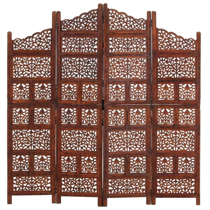 vidaXL Room Divider 4 Panel Folding Privacy Screen for Office Solid Wood Mango