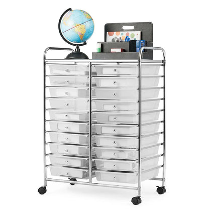 Gymax Office Rolling Cart 20 Storage Drawers Scrapbook Paper Studio Organizer Mutlicolor