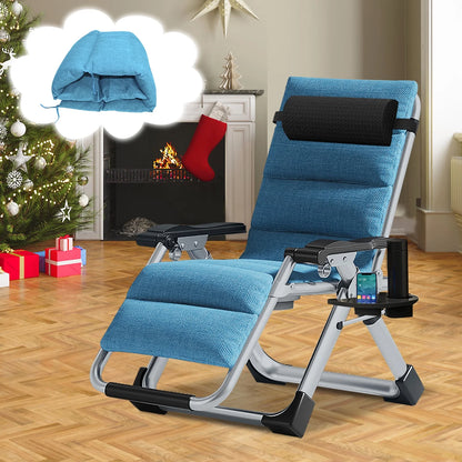 NAIZEA Zero Gravity Chair with Removable Cushion and Cup Holder Black