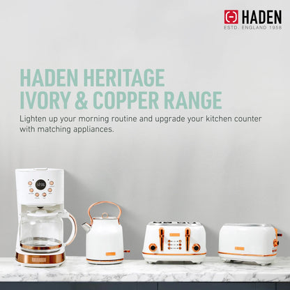 Haden Heritage 1500 1.7 Electric Kettle, Matte Black Finish with Copper Accents