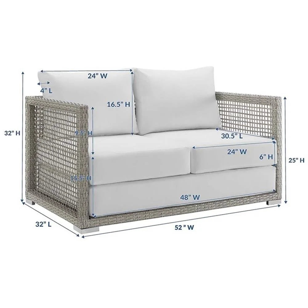 Afuera Living Wicker Patio Loveseat in Gray