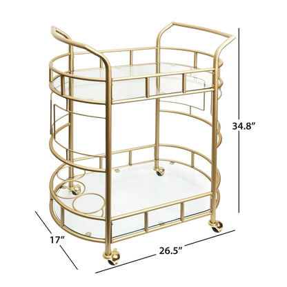 Better Homes & Gardens Fitzgerald Bar Cart with Matte Gold Metal Finish, 2-Tiers