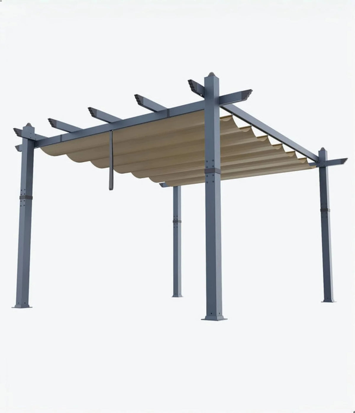 Outdoor Aluminum Pergola with Retractable Canopy, Reinforced 4-Sided Base, Waterproof & UV-Resistant Adjustable Roof, Modern Design for Patio, Deck, Backyard, and Garden