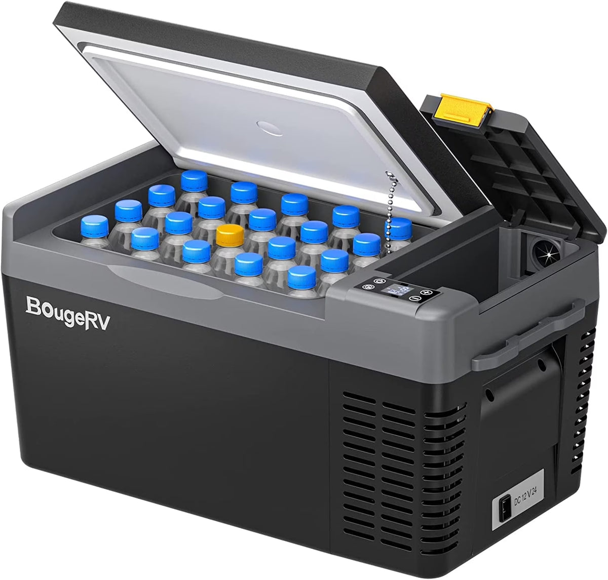 BougeRV Portable Car Refrigerator CRPRO 21 Qt, 12 Volt Fridge Compressor Freezer with -8�H~50�H Cooling Range, 12V/24 DC & 110-240 AC for RV Truck Vehicle Boat Outdoor & Home Use Black