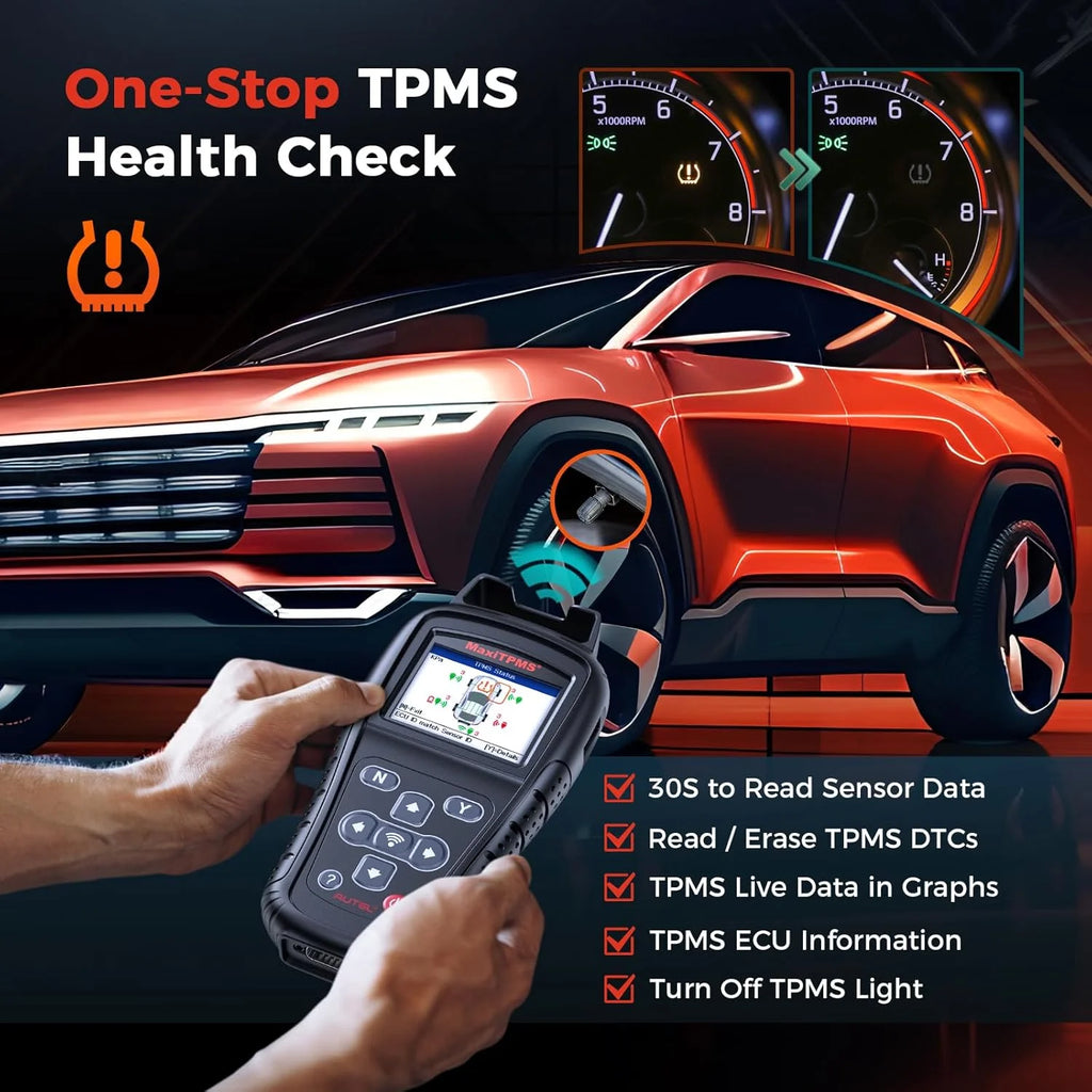 Autel MaxiTPMS TS408S, TPMS Relearn Tool Updated of TS401 TS408, OBD II Scanner, Read & Clear TPMS DTCs Relearn, Activation, TPMS Reset, Read Clear DTCs, Smae as TS501 TS601