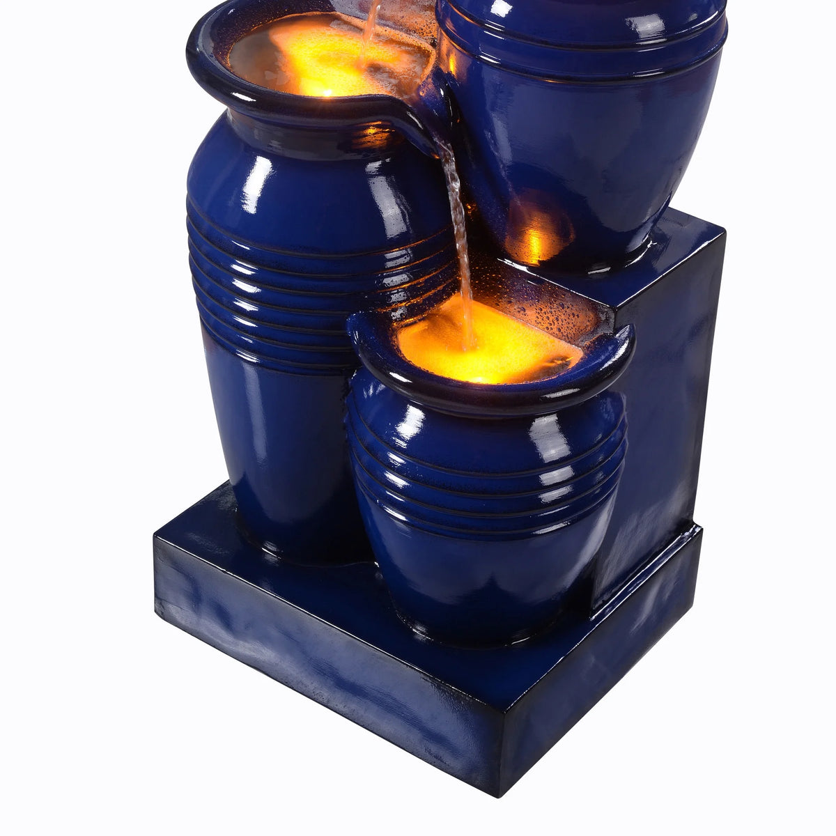 Teamson Home 28.74" Solar Water Fountain with LED Lights, Navy