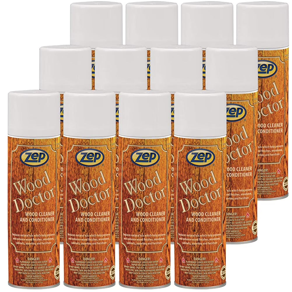 Zep Wood Doctor Professional Furniture Cleaner and Polish - 16 oz (Case of 12) 6701- Excellent for Woodwork, Cabinets, Floors