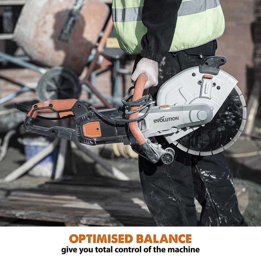 Evolution R300DCT 12 in. Electric Concrete Cut-Off Saw, Disc Cutter with 12 in. Diamond Blade (D300SEG-CS2) Included