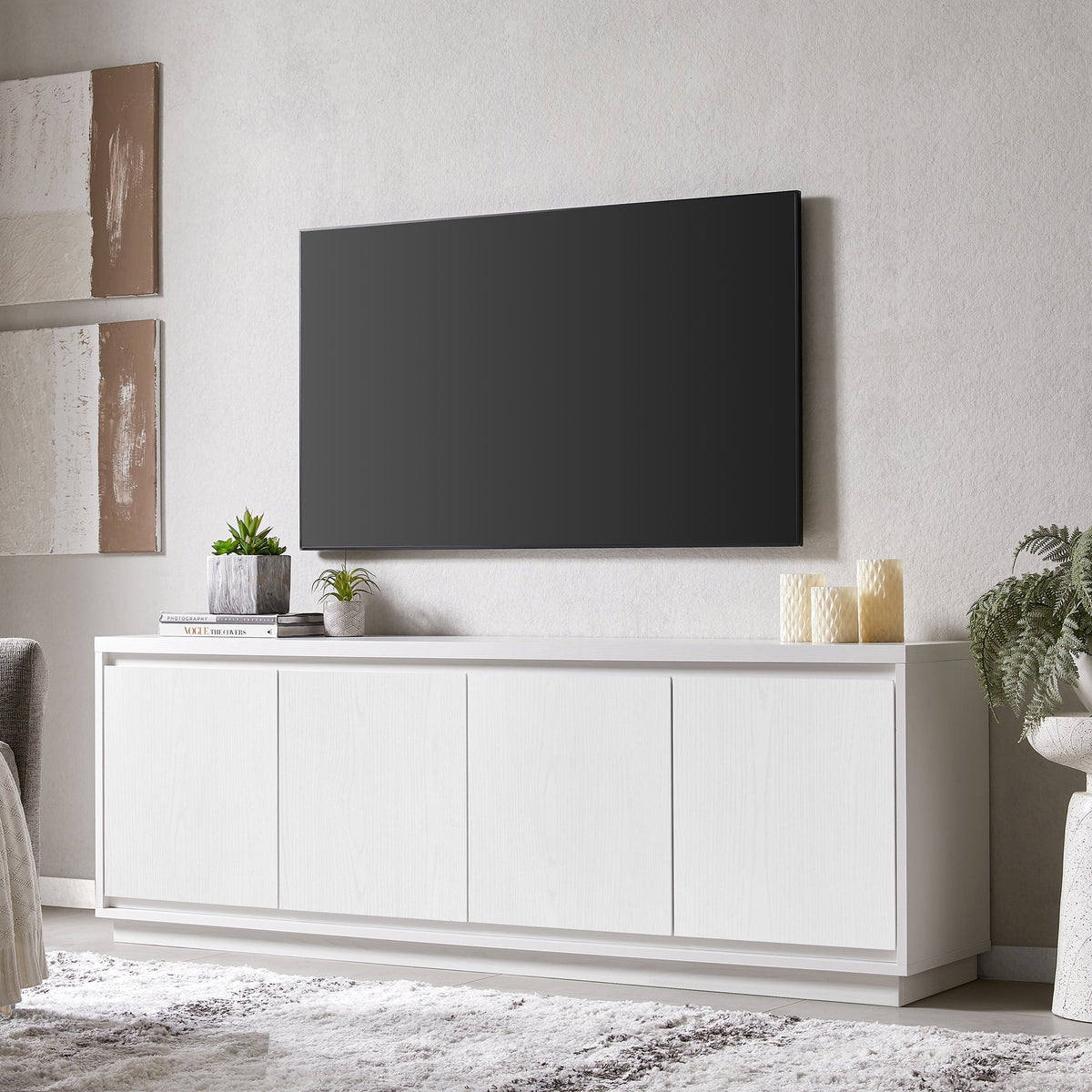 Evelyn&Zoe Hanson Rectangular TV Stand for TV's up to 75", Black Grain