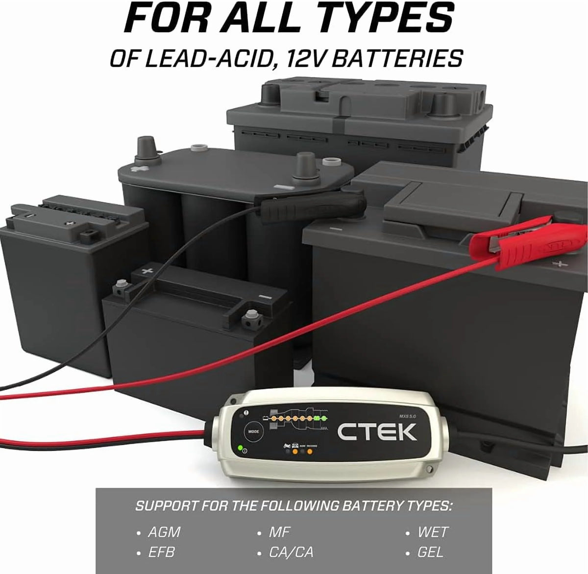 CTEK 40-206 MXS 5.0 Fully Automatic 4.3 amp Battery Charger and Maintainer 12V