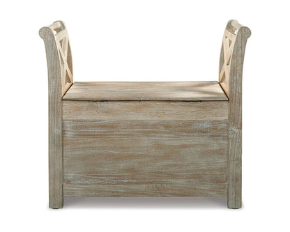 Signature Design by Ashley Casual Fossil Ridge Accent Bench  Whitewash