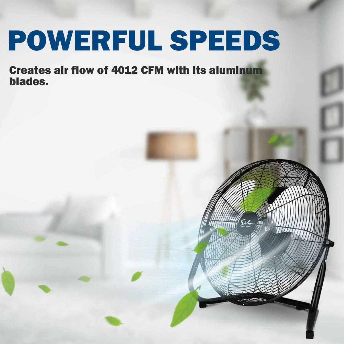 Simple Deluxe 18 inch 3-Speed High Velocity Heavy Duty Metal Industrial Floor Fans Quiet for Home Commercial, Black, 2 Pack