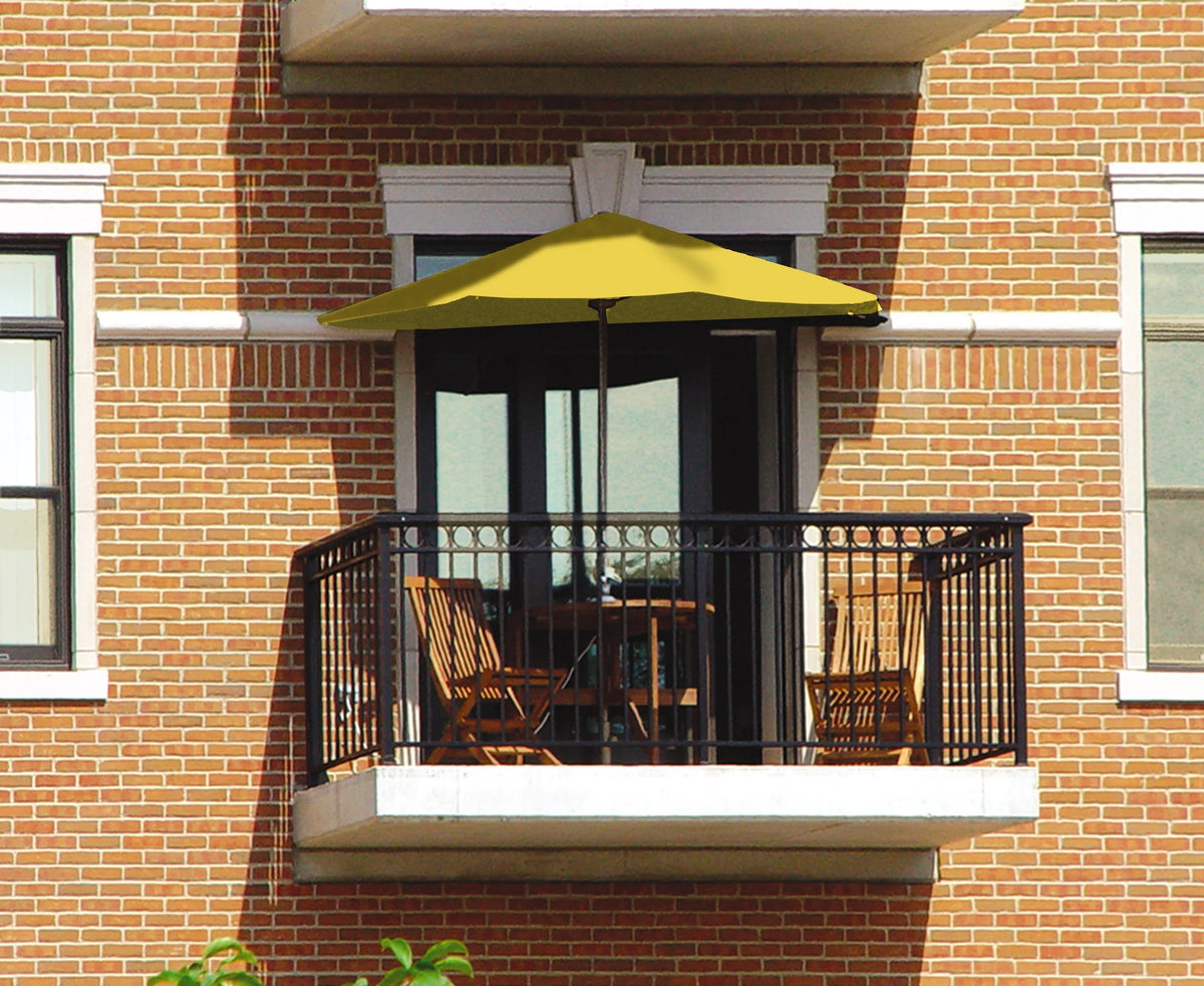 OFF-THE-WALL BRELLA Sunbrella Half Umbrella, 9'-Width, Teak Canopy