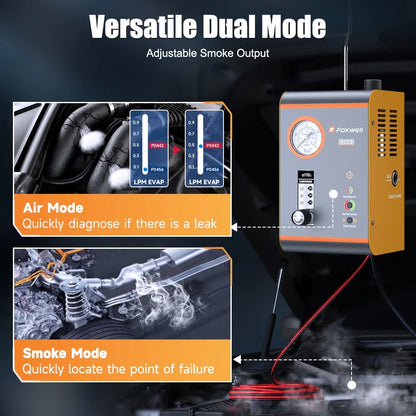 FOXWELL SD203 Automotive Smoke Machine with Pressure Gauge & Flow Meter, All Systems EVAP Vacuum Leak Detector