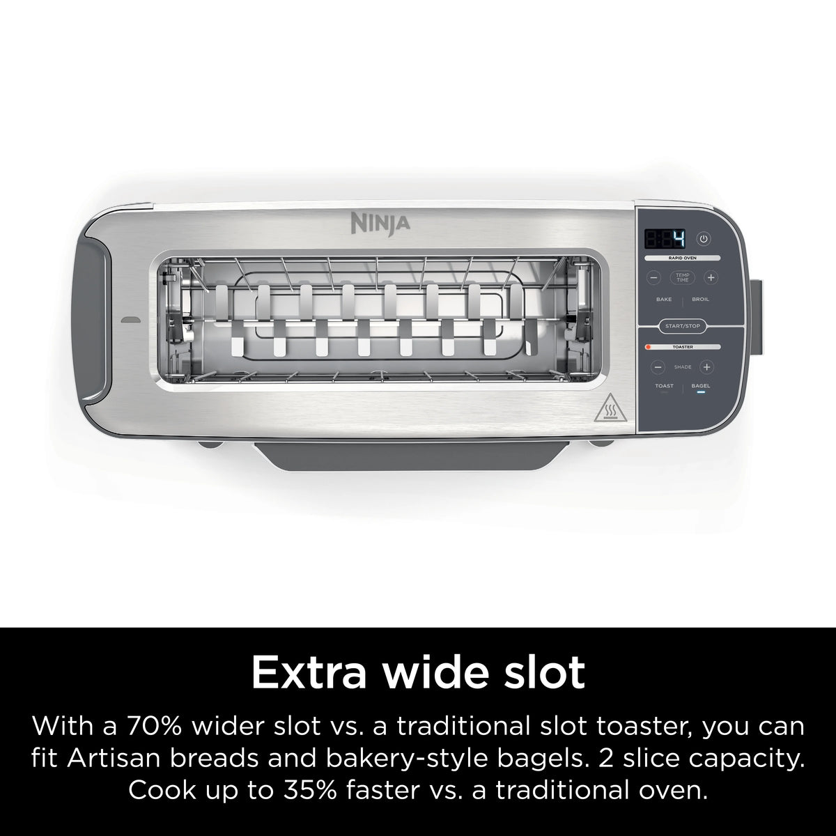 Ninja? Foodi? 2-in-1 Flip Toaster, 2-Slice Toaster, Compact Toaster Oven, Snack Maker, 1500 Watts, ST100