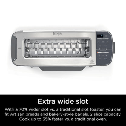Ninja? Foodi? 2-in-1 Flip Toaster, 2-Slice Toaster, Compact Toaster Oven, Snack Maker, 1500 Watts, ST100