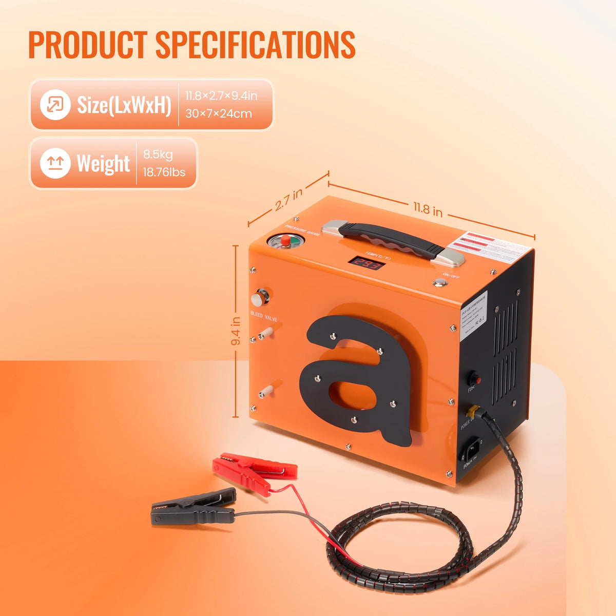 PCP Air Compressor 4500PSI  Auto Stop PCP Compressor with Water Oil-Free 12V DC 110V AC Portable PCP Compressor for Paintball Scuba Air Rifle