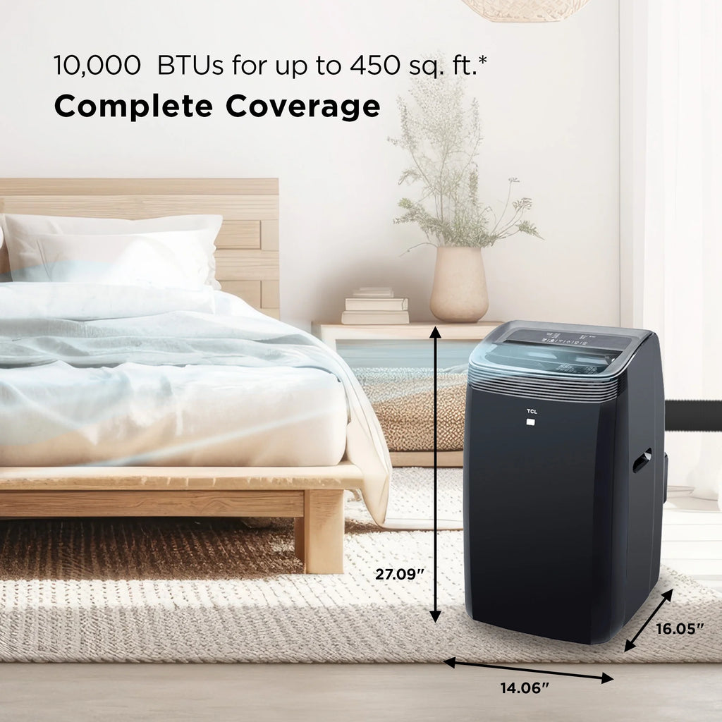 TCL 10,000 BTU 450 sq. ft. Smart Portable Air Conditioner and Heater with Fan & Dehumidifier, Operates Quietly, Energy Efficient - Black - W10P95-B5