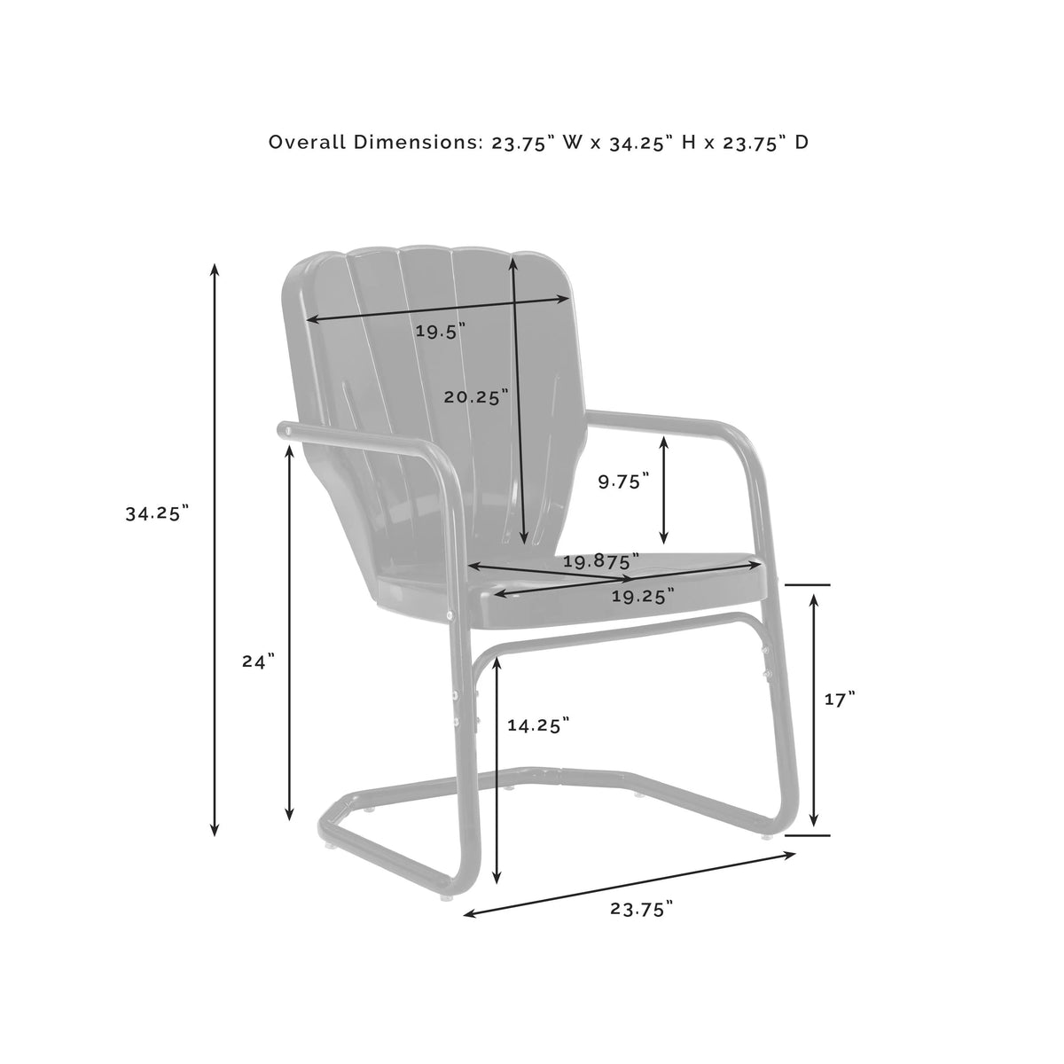Crosley Ridgeland 2Pc Outdoor Metal Armchair Set - 2 Chairs-Color:Bright Red Gloss