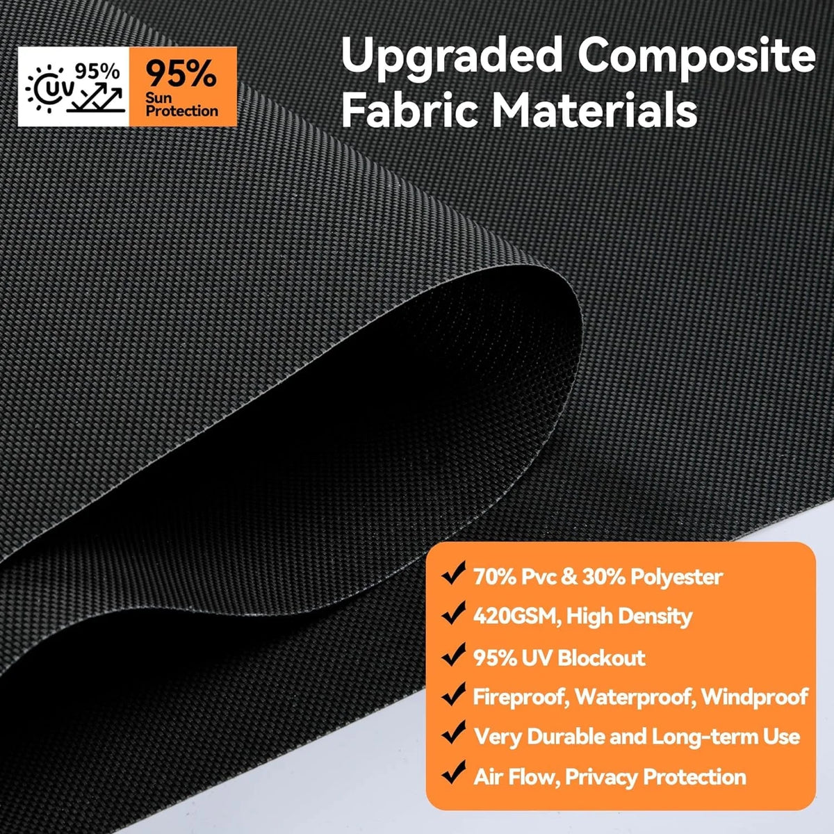 Superjoe Outdoor Roller Shade for Patio, Cordless Blackout Waterproof Blind, UV Block, 4'L x 6'W
