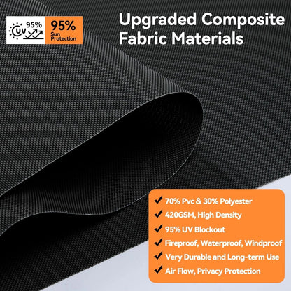 Superjoe Outdoor Roller Shade for Patio, Cordless Blackout Waterproof Blind, UV Block, 4'L x 6'W