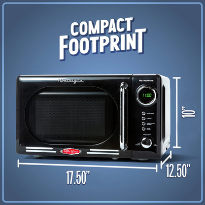 Nostalgia Retro Compact Countertop Microwave Oven - 0.7 Cu. Ft. - 700-Watts with LED Digital Display - Child Lock - Easy Clean Interior - Orange