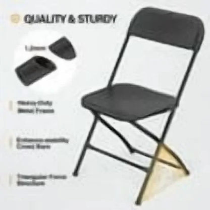 Matladin 20-Pack White Plastic Folding Chair, Outdoor Portable Stackable Commercial Seat with Steel Frame for All Occasions, 350lb Capacity