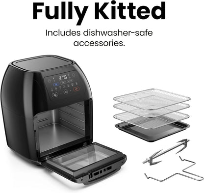 Chefman Multifunctional Digital 10 Qt. Air Fryer+ Rotisserie, Fry, Roast & Bake, 17 Presets - Black