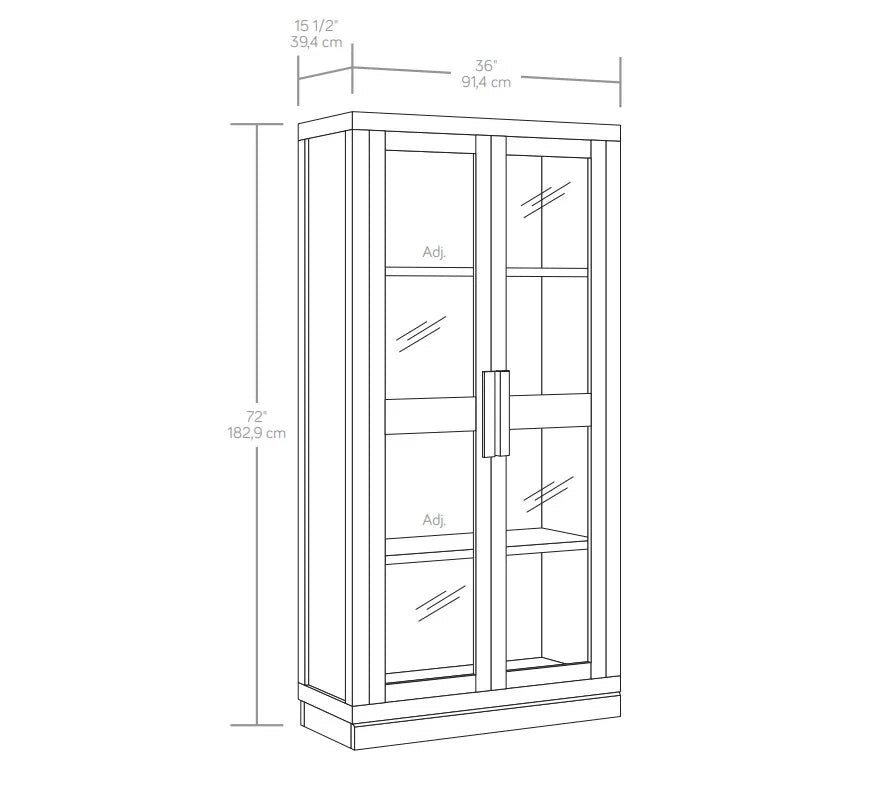 Better Homes & Gardens Ezra Glass Door Storage Accent Cabinet, Warm Walnut finish