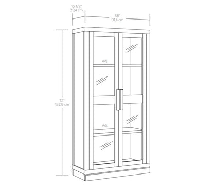 Better Homes & Gardens Ezra Glass Door Storage Accent Cabinet, Warm Walnut finish