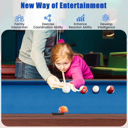 Costway 48" Pool Table for Kids & Adults with Full Set of Balls 2 Cue Sticks 2 Chalks Green