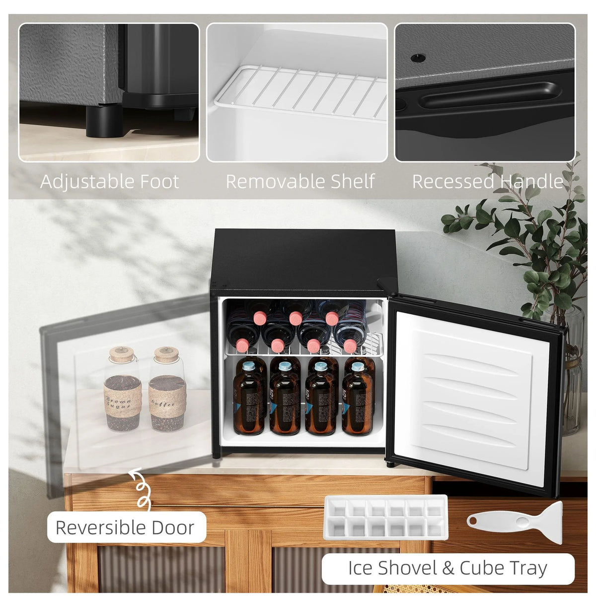 Mini Upright Freezer 1.1 Cu.Ft - Compact Silver Freezer, Removable Shelves, Low Noise, Adjustable Temperature - Ideal for Apartments, Dorms, Offices