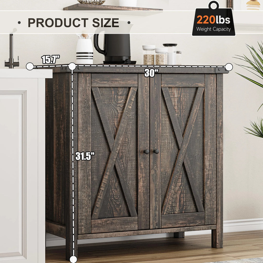 Coffee Bar Cabinet with Storage/Adjustable Shelf 30" Small Kitchen Bar Table Corner Bar Cabinet for Tea Buffet Sideboard Cabinet for Dining Room, Farmhouse Coffee Station for Wine