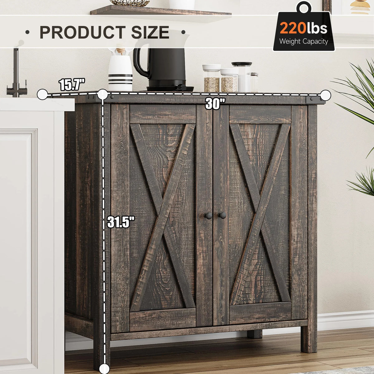 Coffee Bar Cabinet with Storage/Adjustable Shelf 30" Small Kitchen Bar Table Corner Bar Cabinet for Tea Buffet Sideboard Cabinet for Dining Room, Farmhouse Coffee Station for Wine
