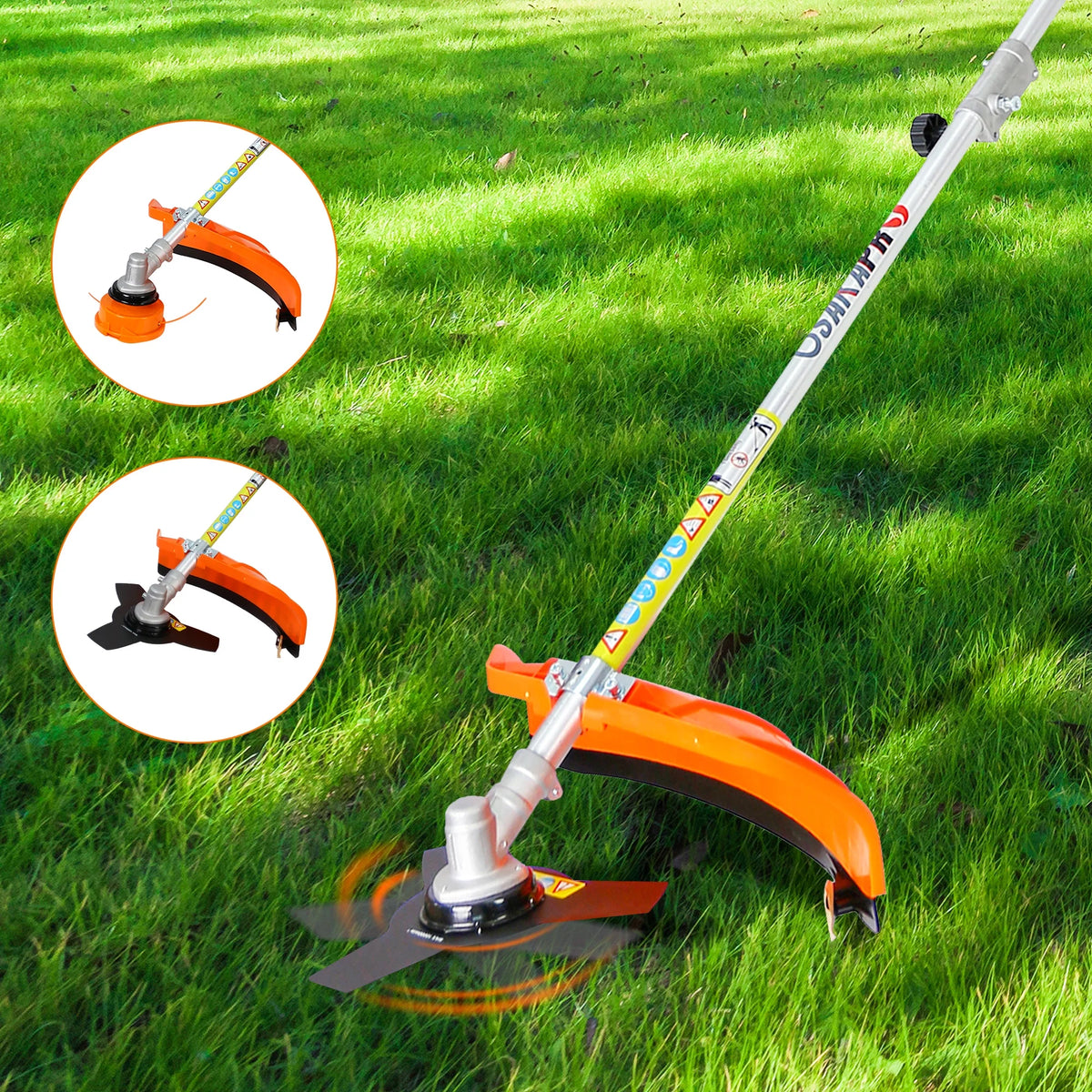 SYNGAR 10-in-1 Grass Trimmer Weed Eater Combos, 52CC 2-Cycle Full Crank Shaft Gas Powered Weed Eater with Gas Pole Saw, Hedge Trimmer and Brush Cutter, Grass Trimming Tool for Garden, Lawn Care