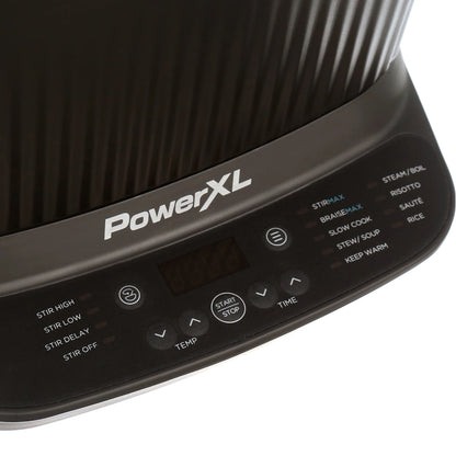 Power XL StirMax 7.5 Qt Multi-Cooker with Auto Stir/Shred Paddle and 9 Presets, Matte Black