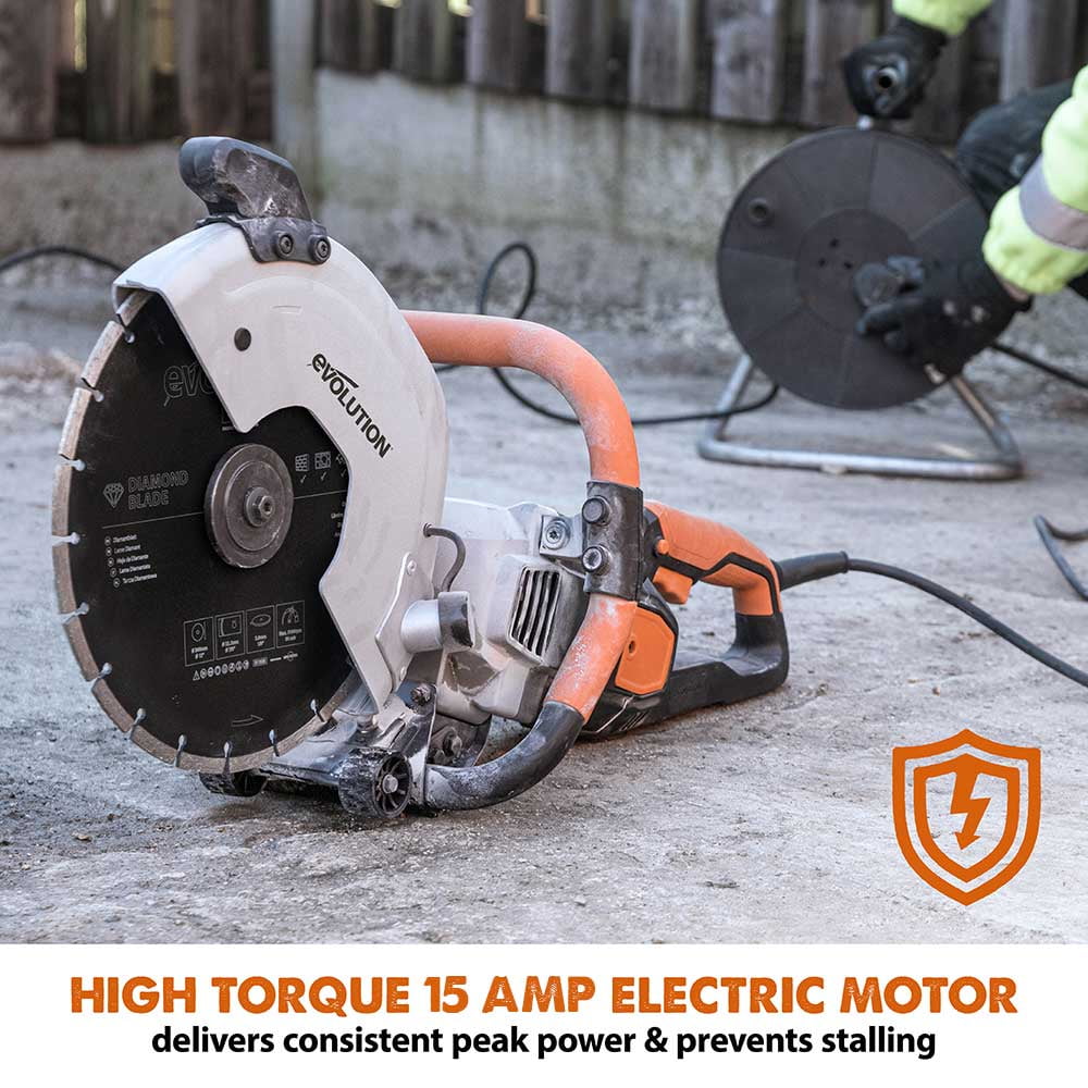 Evolution R300DCT 12 in. Electric Concrete Cut-Off Saw, Disc Cutter with 12 in. Diamond Blade (D300SEG-CS2) Included