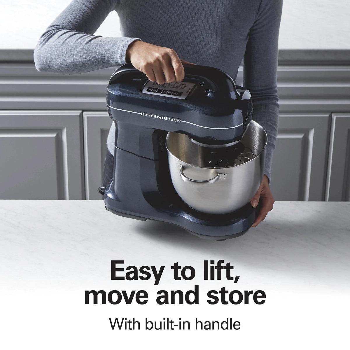 Hamilton Beach 4 Quart Stand Mixer for Kitchen, 7 Speeds, Tilt-Head, Dough Hook, Whisk & Flat Beater, Black