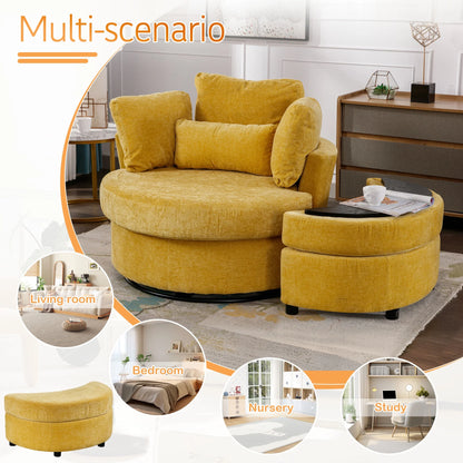 Muumblus Teddy Swivel Accent Barrel Chair, Modern Oversize Sherpa Comfy Round Reading Armchair for Living Room, Ivory