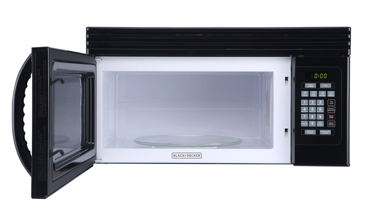 Black+Decker EM044KJNP10A 1.6-Cu. Ft. Over-the-Range Microwave with Top Mount Air Recirculation Vent, White