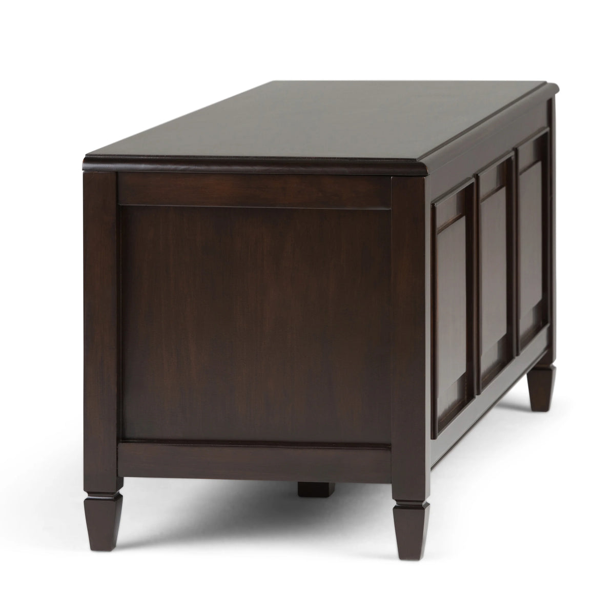 Simpli Home Connaught SOLID WOOD 51 inch Wide Traditional Storage Bench Trunk in Dark Chestnut Brown
