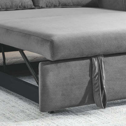 Convertible Sofa Bed,3 in 1 Sleeper Sofa with 2 Pillows and Adjustable Backrest for Living Room Office,Black