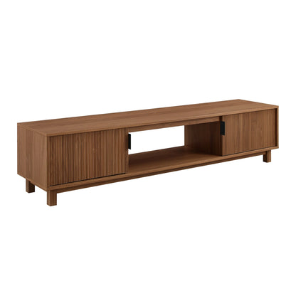 Walker Edison Mid-Century Modern Reeded 2-Door TV Stand for TVs up to 80��, Coastal Oak