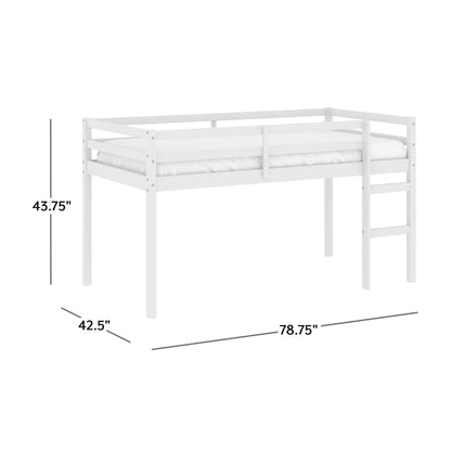 Hillsdale Campbell Wood Twin Junior Loft Bunk Bed, White